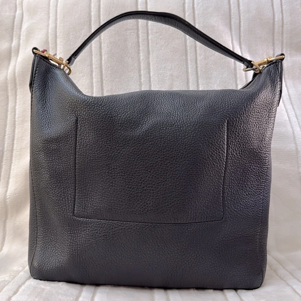 Tory Burch Perry Black Pebble Leather Hobo Shoulder Bag